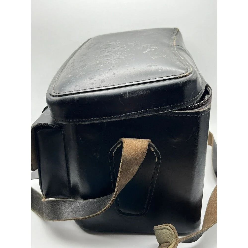 VTG Plainsman 2 Top Grain Cowhide Leather Black Hard Camera Tote BROKEN ZIPPER